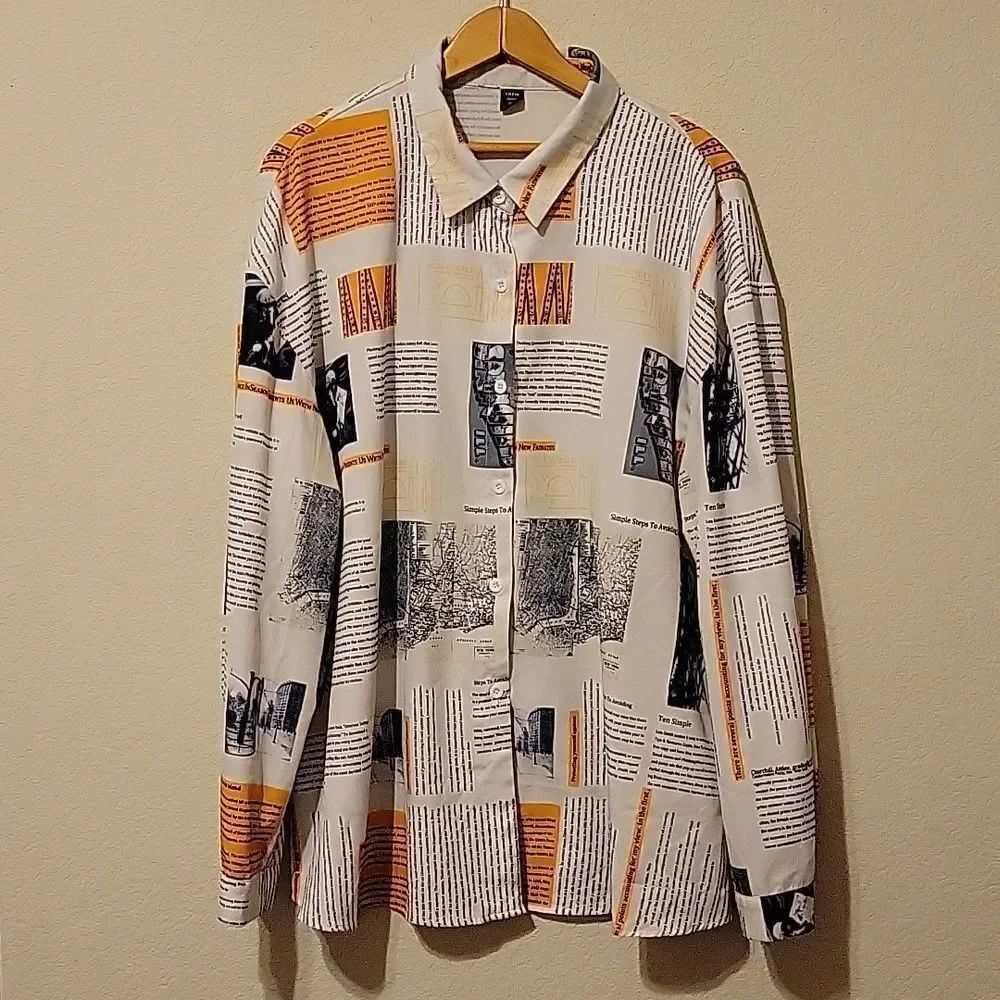 Shein 🦊 3XL Article button down 100% polyester shirt. True to size
